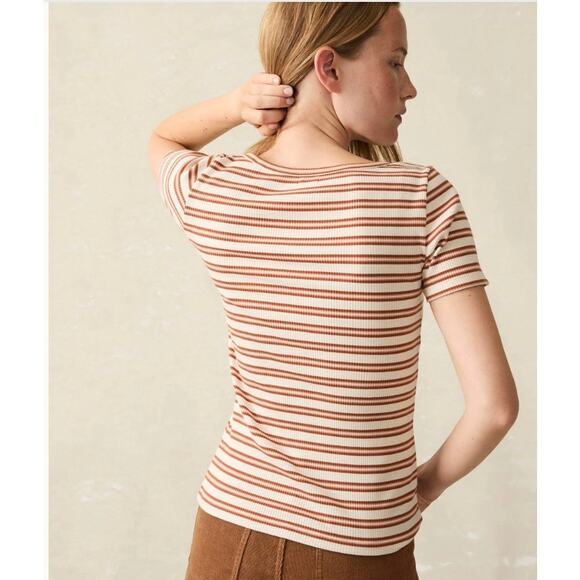 Faherty Freestyle Rib Knit Tee Toulouse Stripe - Picture 2 of 8